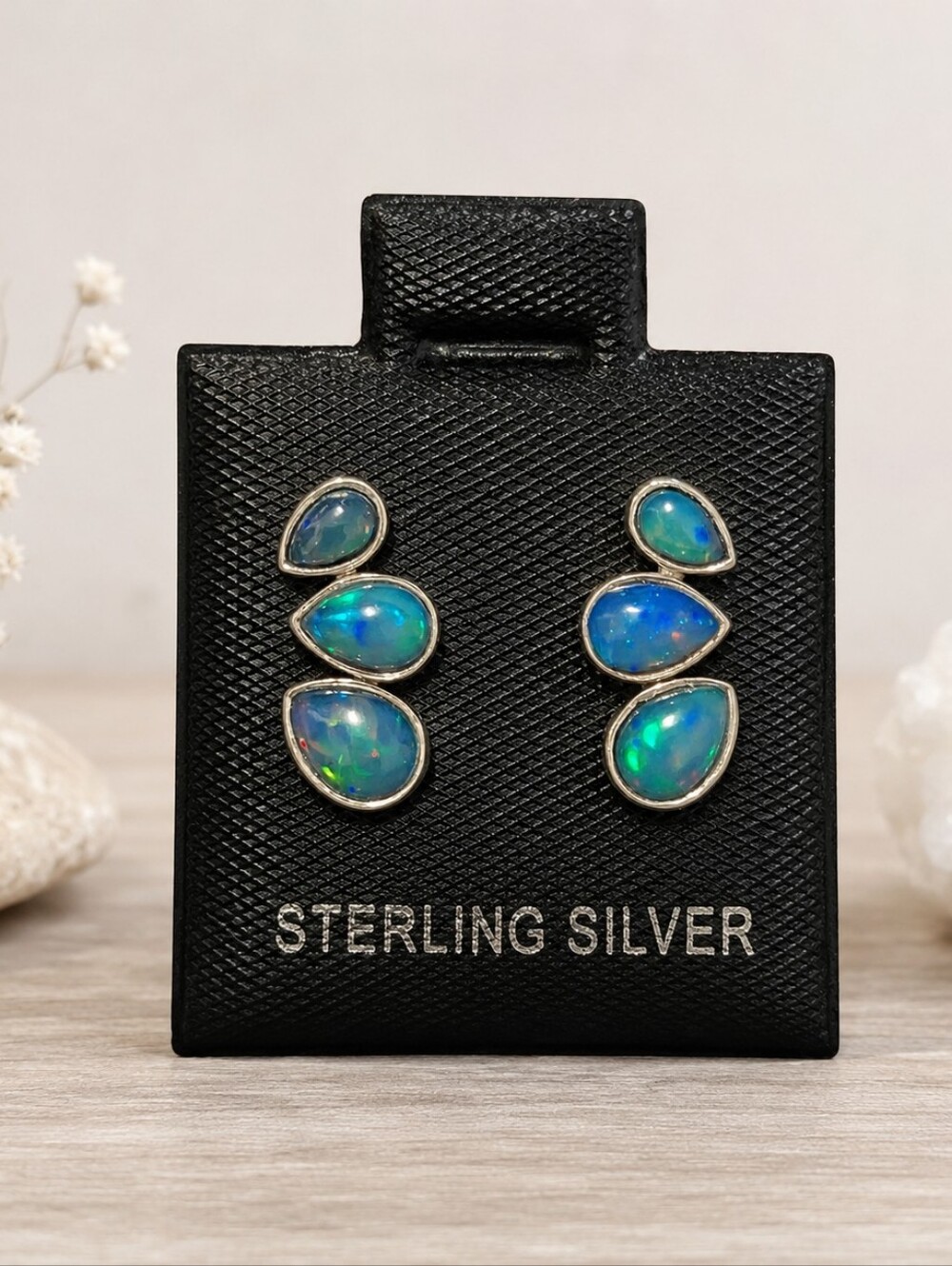 Designer Ethiopian Opal Post back Earrings 925 Sterling Silver